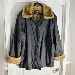Komitor Black Jacket with Faux Fur Trim Women’s 3XL